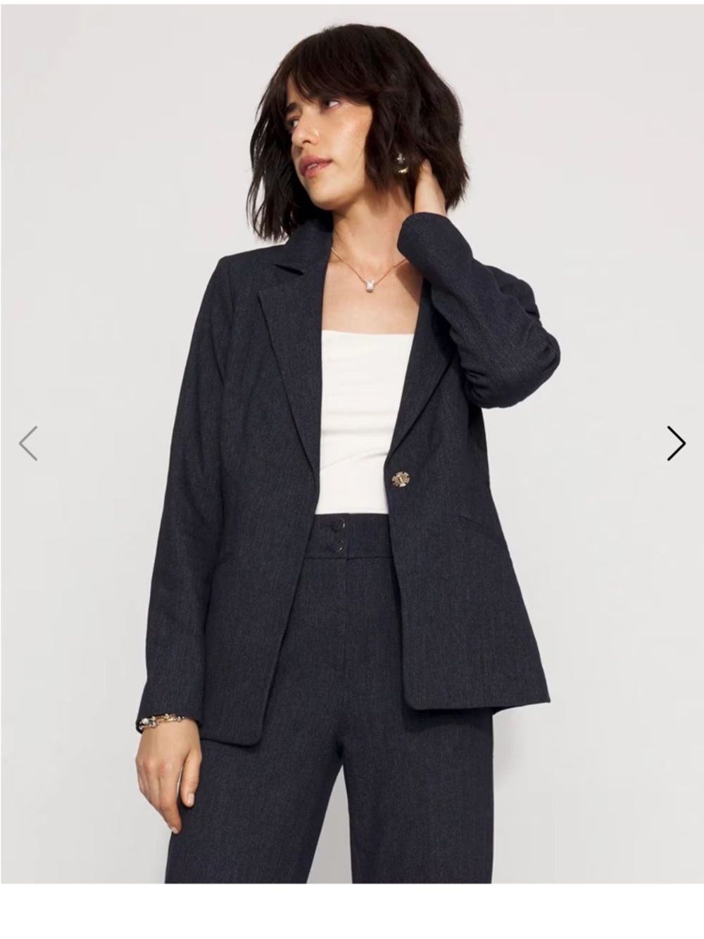 WHBM Denim-Look Blazer
Dark indigo crosshatch